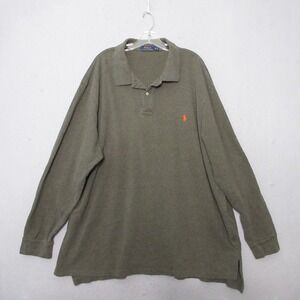 Polo Ralph Lauren Polo Shirt Men 3XLT Green Long Sleeve Preppy Classic Red Pony